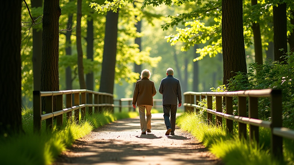 Seniori pastaigājas pa marķētu meža taku